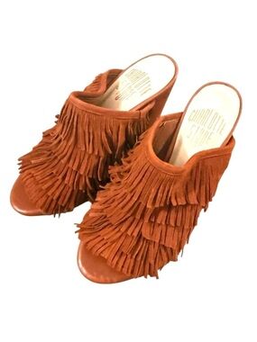 Charlotte Stone Morely Brown Fringe Mules Suede Boho 70s 6